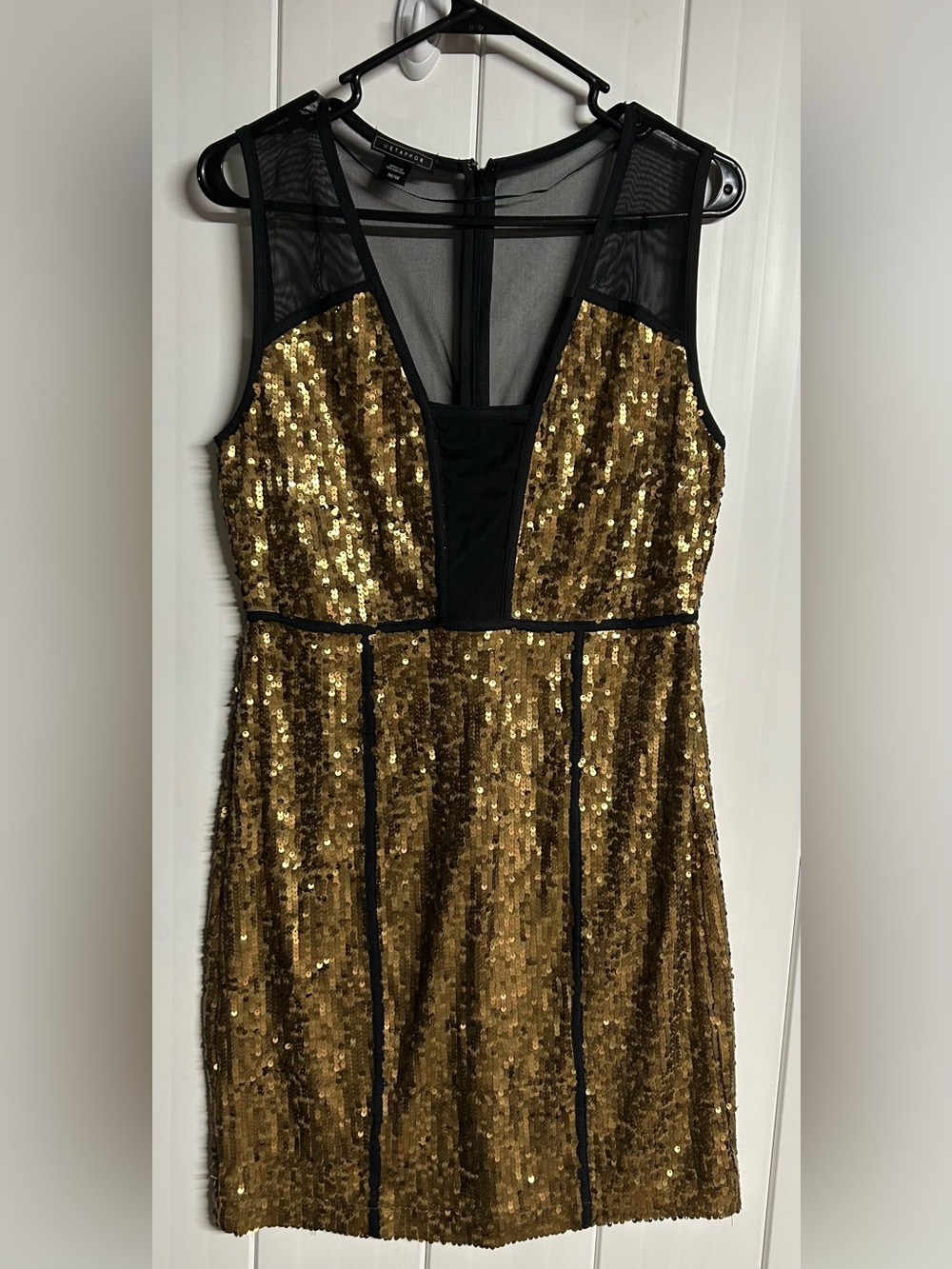 Metaphor Black Sheer Mesh and Sequence Dress